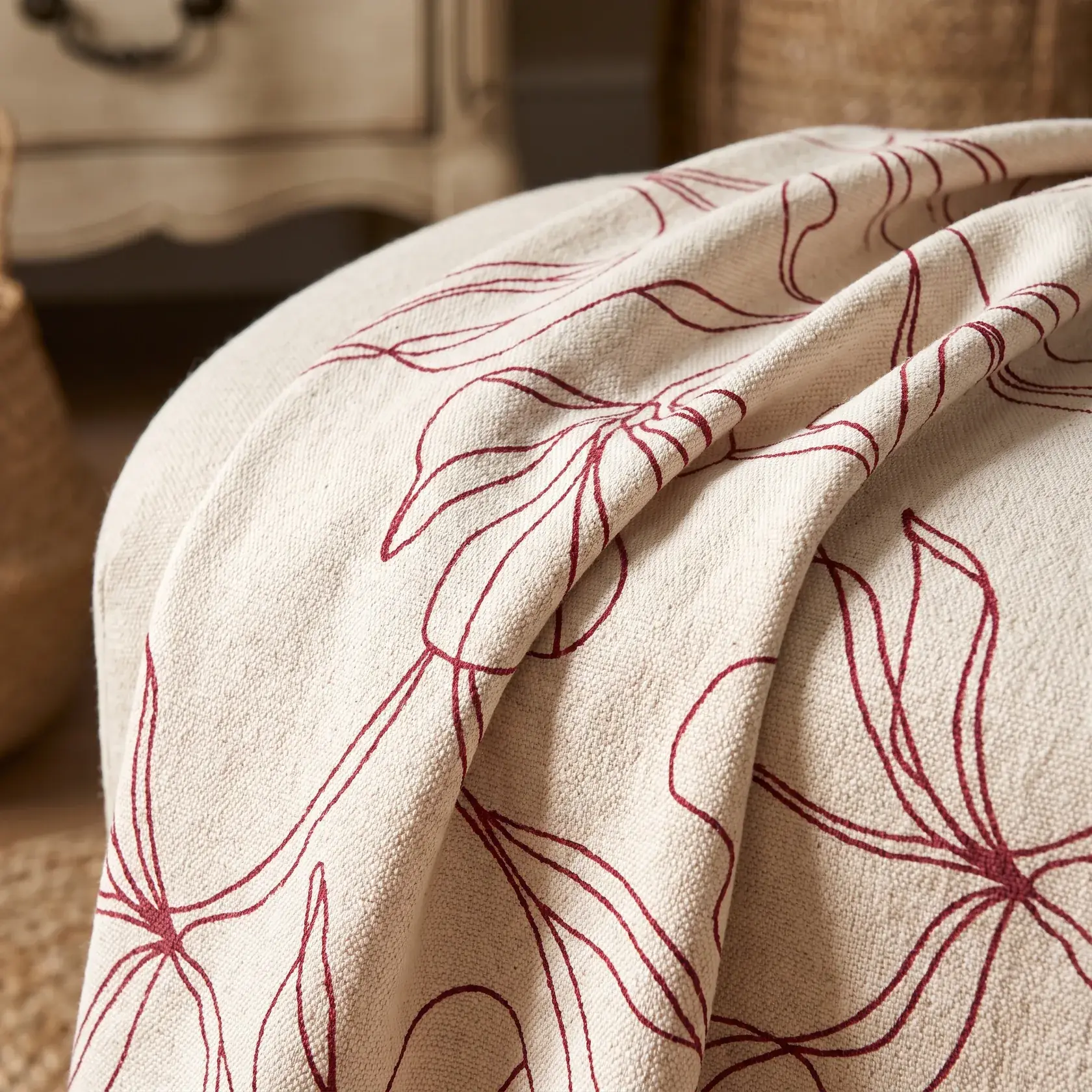Tela decorativa estampada para tapicería con motivo botánico